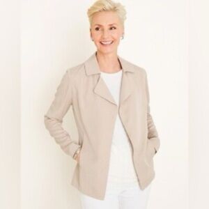 NWT! Chicos NEW Soft Twill Khaki Drape Jacket Size Large